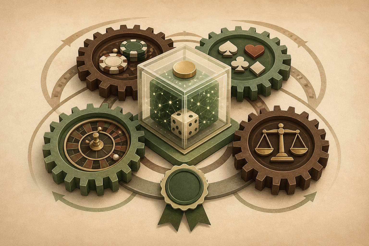 Stylised illustration of gears and a sealed RNG unit